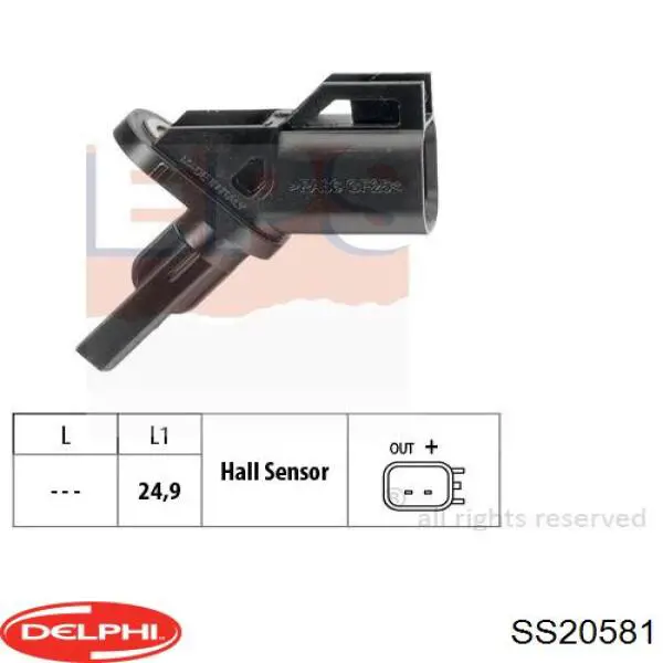 Датчик антиблокувальної системи гальмування Delphi SS20581 ціна, від 21.03 USD