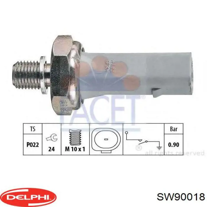 SW90018 Delphi датчик тиску масла