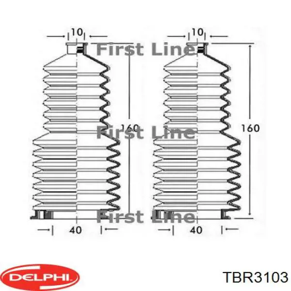 TBR3103 Delphi пильник рульового механізму/рейки