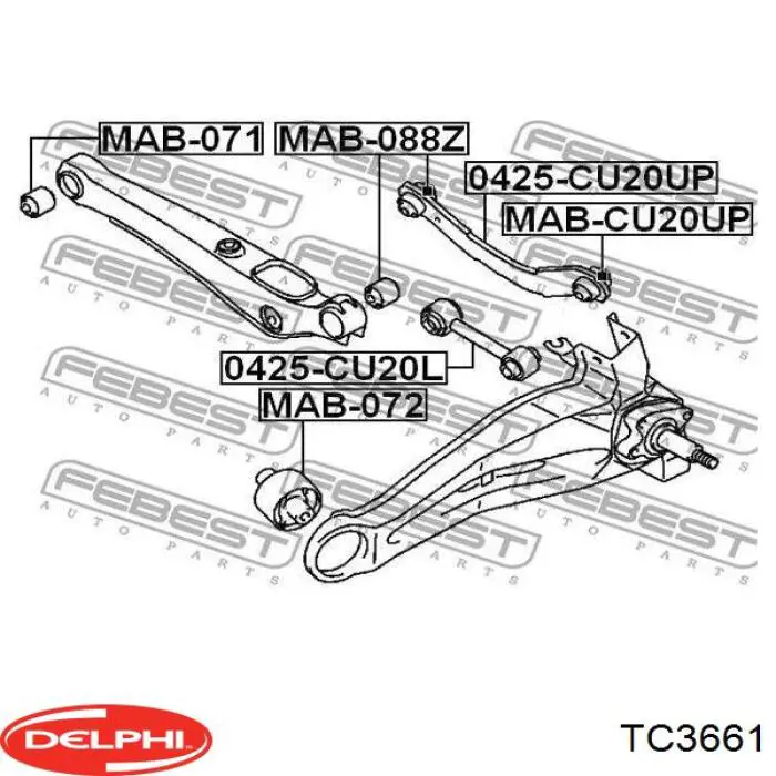 Важіль задньої підвіски верхній, лівий/правий Delphi TC3661 ціна, від 58.92 USD