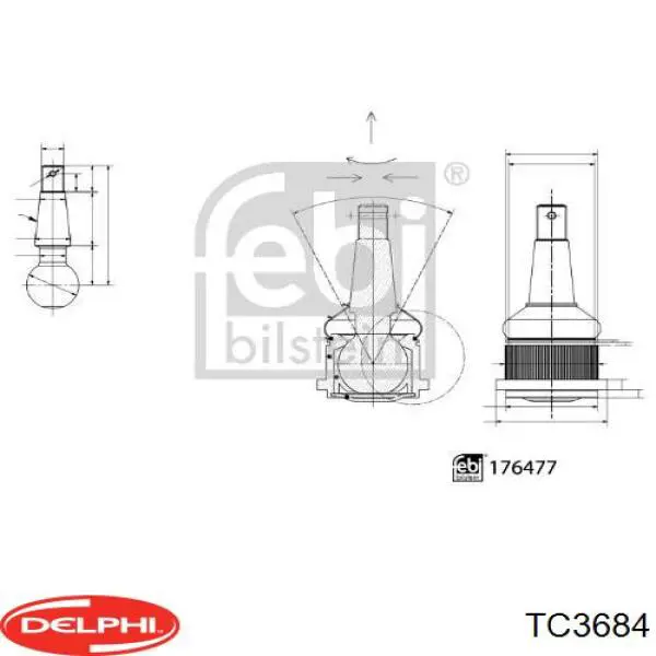 Кульова опора, нижня TC3684 Delphi