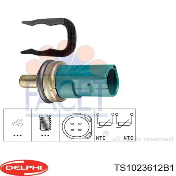 Термодатчик охолоджуючої рідини Delphi TS1023612B1 ціна, від 5.18 USD