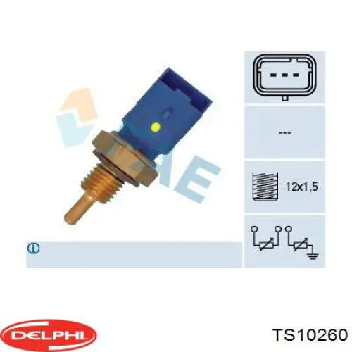 Термодатчик охолоджуючої рідини Delphi TS10260 ціна, від 7.92 USD