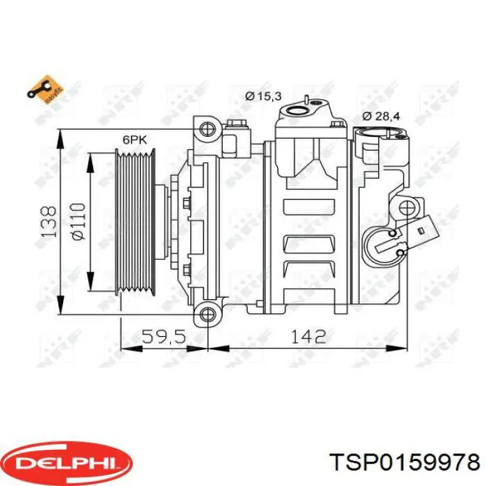Компресор системи кондиціювання Delphi TSP0159978 ціна, від 198.32 USD