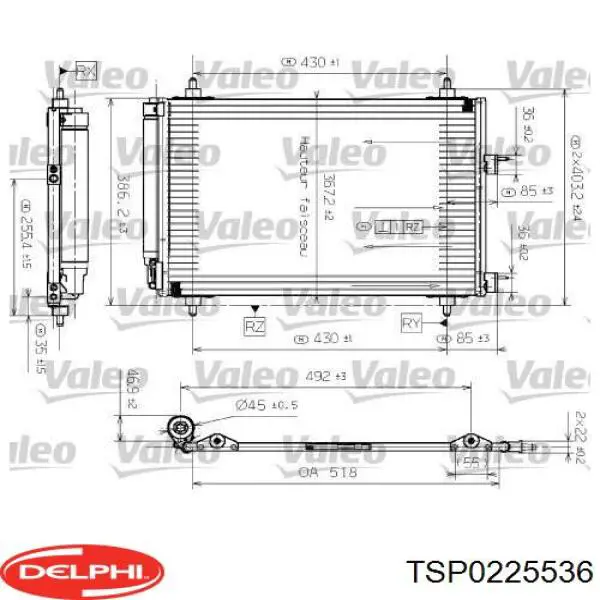 TSP0225536 Delphi радіатор кондиціонера