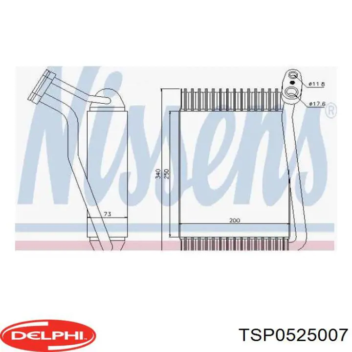 TSP0525007 Delphi радіатор кондиціонера салонний, випарник