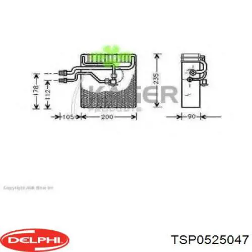 TSP0525047 Delphi радіатор кондиціонера салонний, випарник