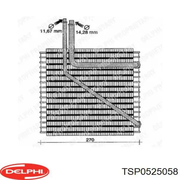 Радіатор кондиціонера салонний, випарник TSP0525058 Delphi