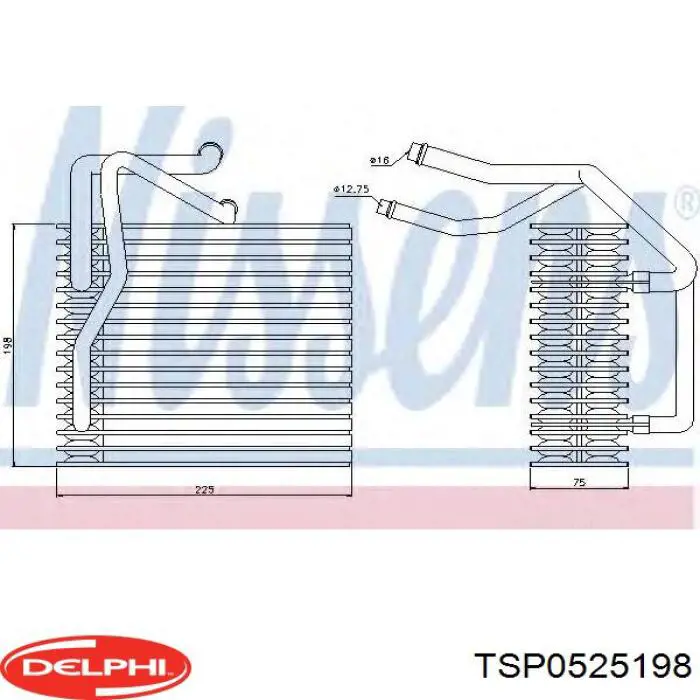 TSP0525198 Delphi радіатор кондиціонера салонний, випарник