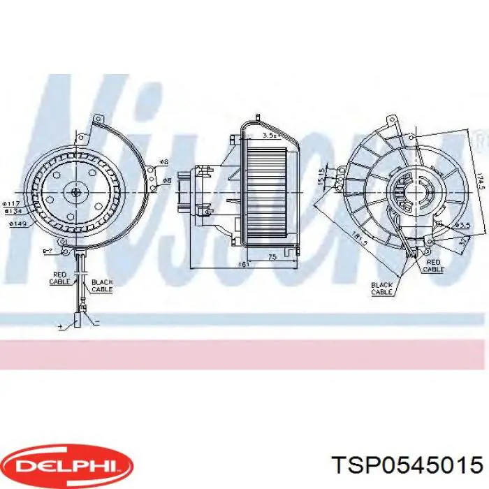 Двигун вентилятора пічки (обігрівача салону) TSP0545015 Delphi