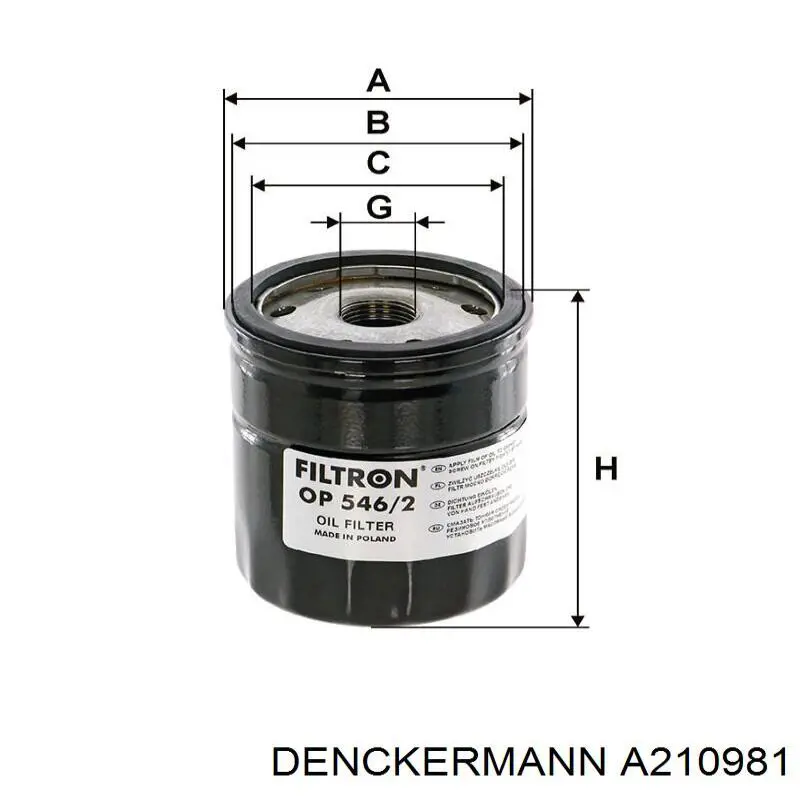 Масляний фільтр A210981 Denckermann