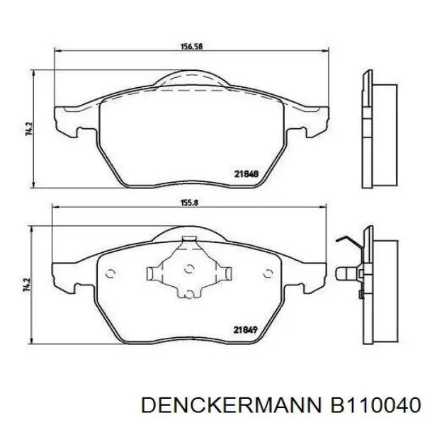 Купити B110040 Denckermann Колодки гальмівні передні, дискові