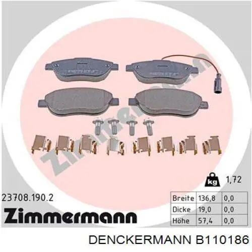 Гальмівні колодки Denckermann B110186 ціна, від 19.02 USD