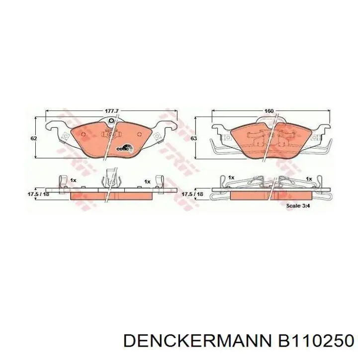 Тормозні колодки Denckermann B110250
