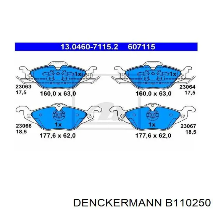 Гальмівні колодки Denckermann B110250 ціна, від 19.12 USD