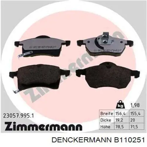 Гальмівні колодки Denckermann B110251 ціна, від 22.38 USD