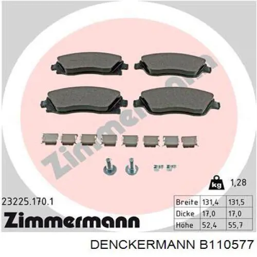 Гальмівні колодки Denckermann B110577 ціна, від 18.25 USD