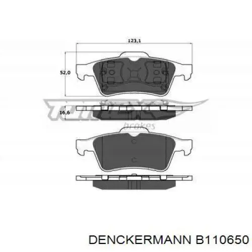 Колодки гальмові задні, дискові B110650 Denckermann