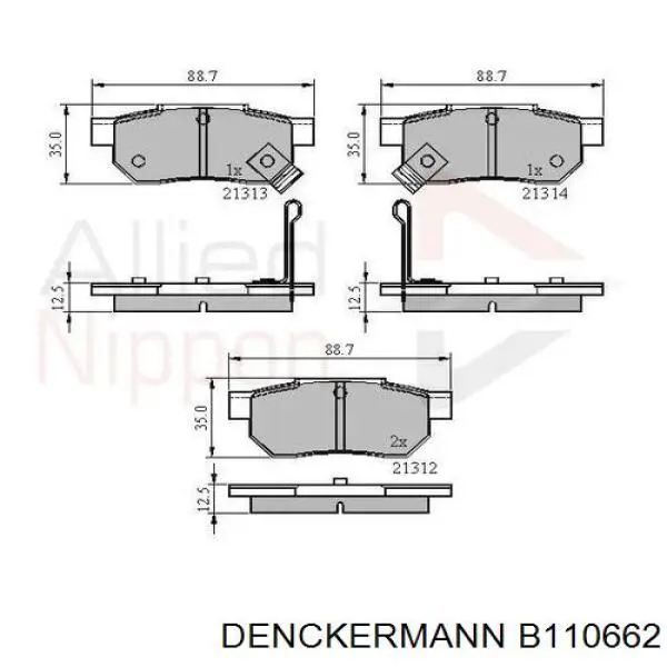 Задні гальмівні колодки Denckermann B110662 ціна, від 12.91 USD