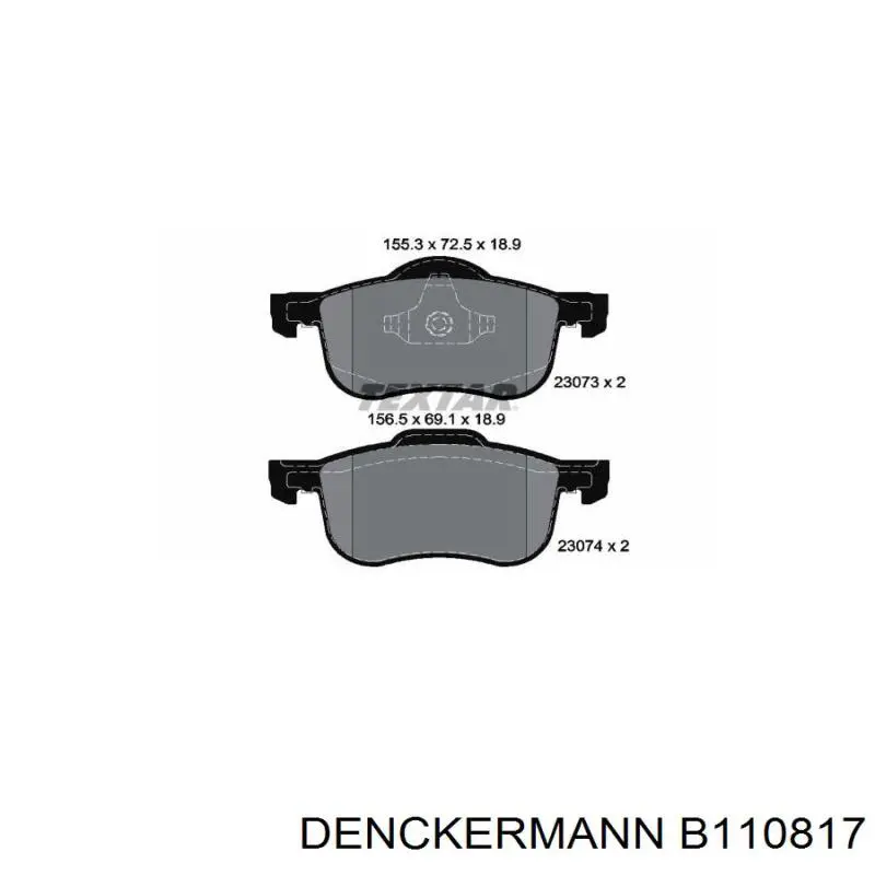 Купити B110817 Denckermann Колодки гальмівні передні, дискові
