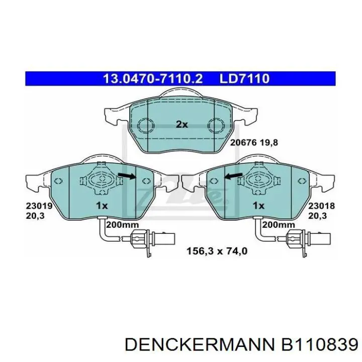 Купити B110839 Denckermann Колодки гальмівні передні, дискові