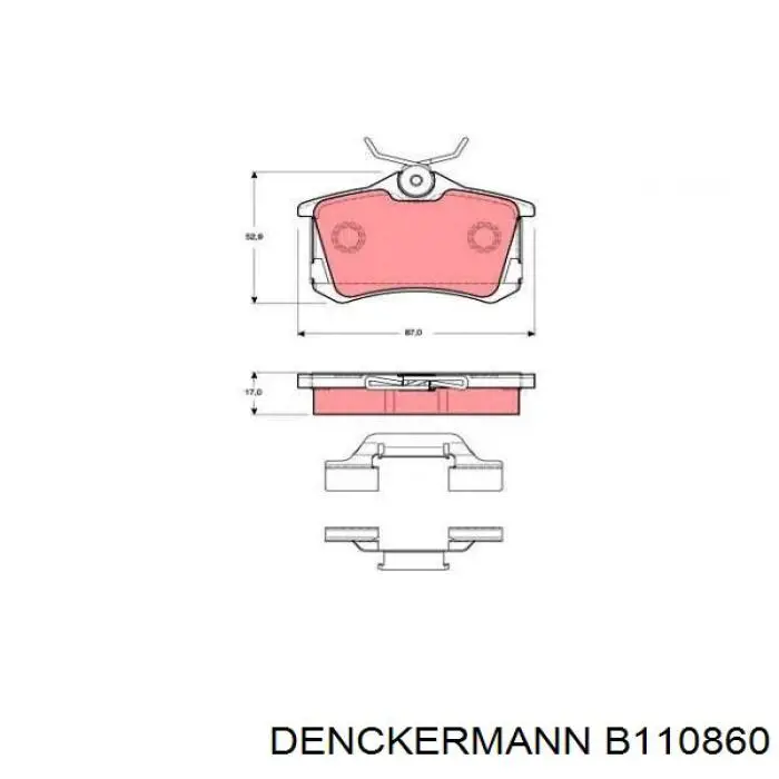 Купити B110860 Denckermann Задні колодки