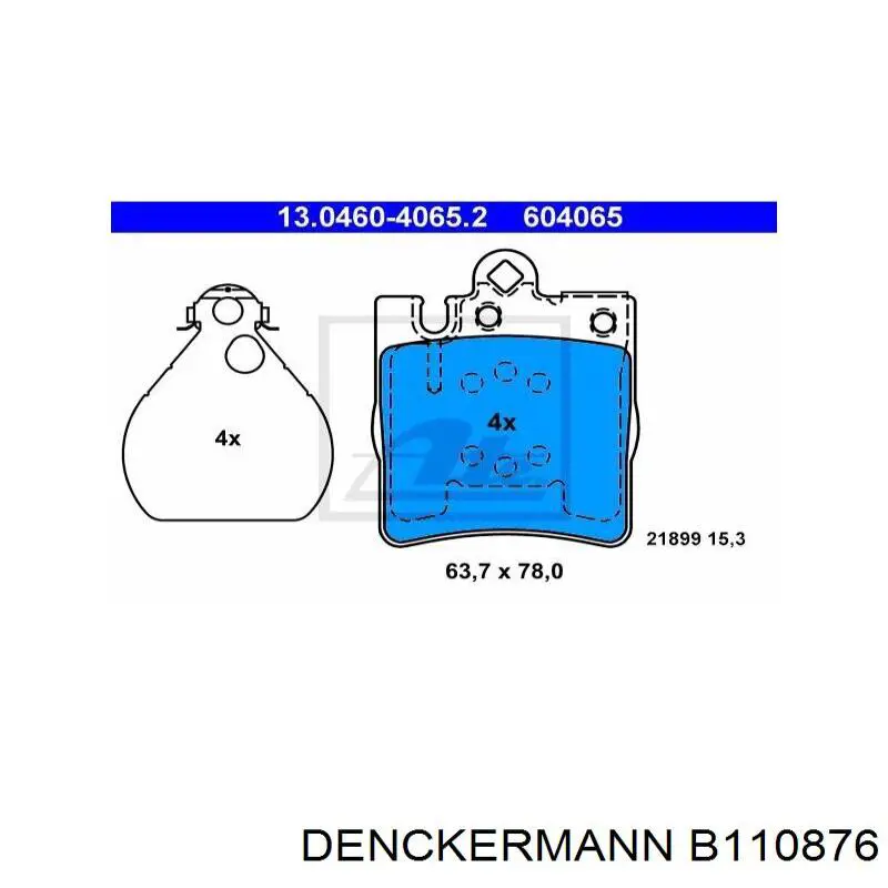 Задні гальмівні колодки B110876 Denckermann