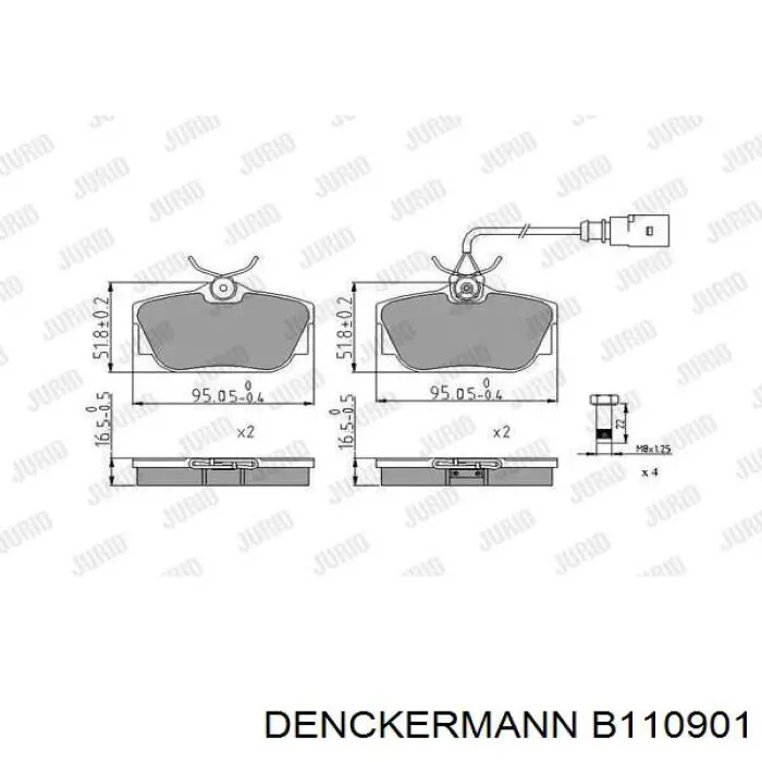 Купити B110901 Denckermann Задні колодки