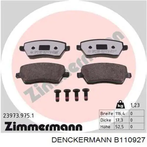 Гальмівні колодки Denckermann B110927 ціна, від 16.13 USD