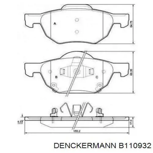 Гальмівні колодки Denckermann B110932 ціна, від 21.59 USD