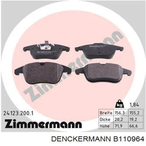 Гальмівні колодки Denckermann B110964 ціна, від 35.70 USD