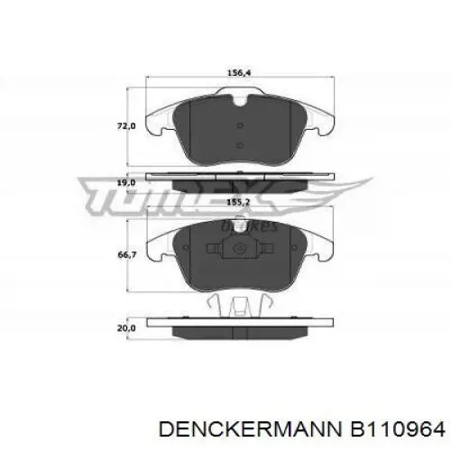 Купити B110964 Denckermann Колодки гальмівні передні, дискові