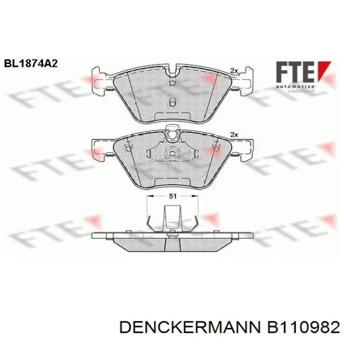 Гальмівні колодки Denckermann B110982 ціна, від 28.27 USD