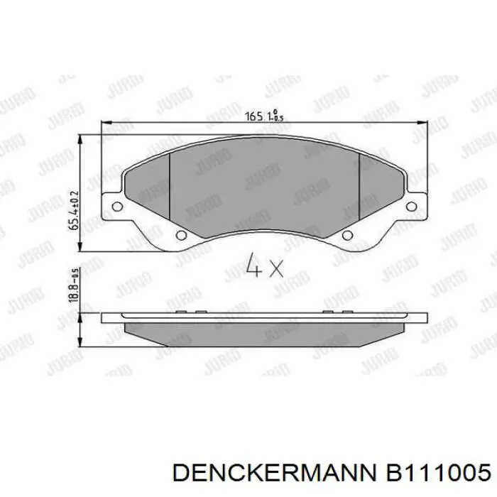 Колодки гальмівні передні, дискові B111005 Denckermann