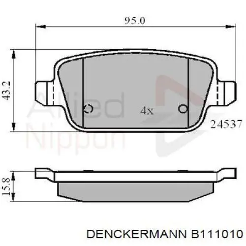 Купити B111010 Denckermann Задні колодки