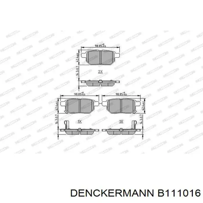 Купити B111016 Denckermann Задні колодки