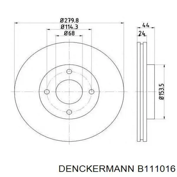 Задні гальмівні колодки B111016 Denckermann