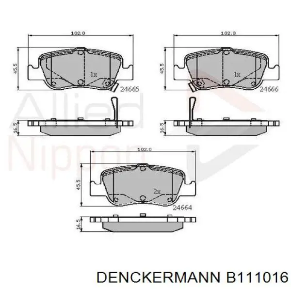 Задні гальмівні колодки Denckermann B111016 ціна, від 17.04 USD