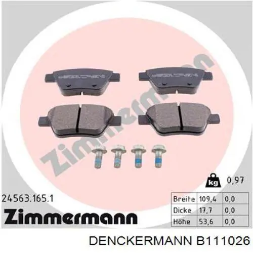 Задні гальмівні колодки Denckermann B111026 ціна, від 15.59 USD
