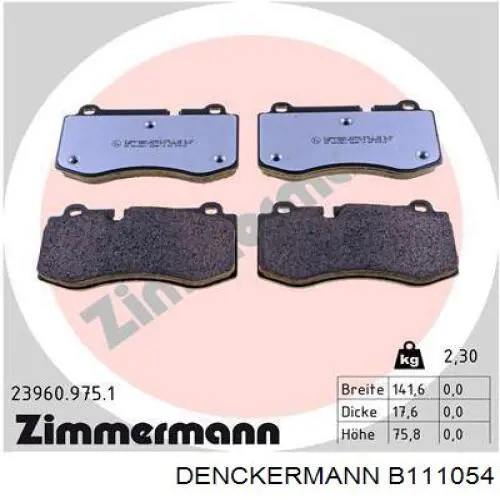 Гальмівні колодки Denckermann B111054 ціна, від 27.63 USD