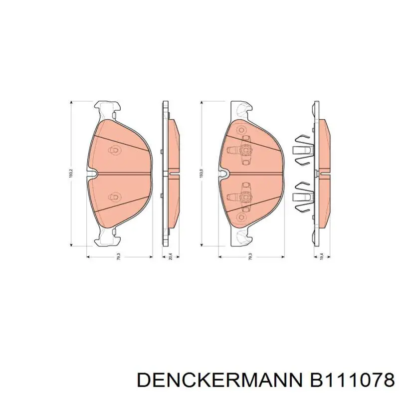B111078 Denckermann Передні гальмівні колодки
