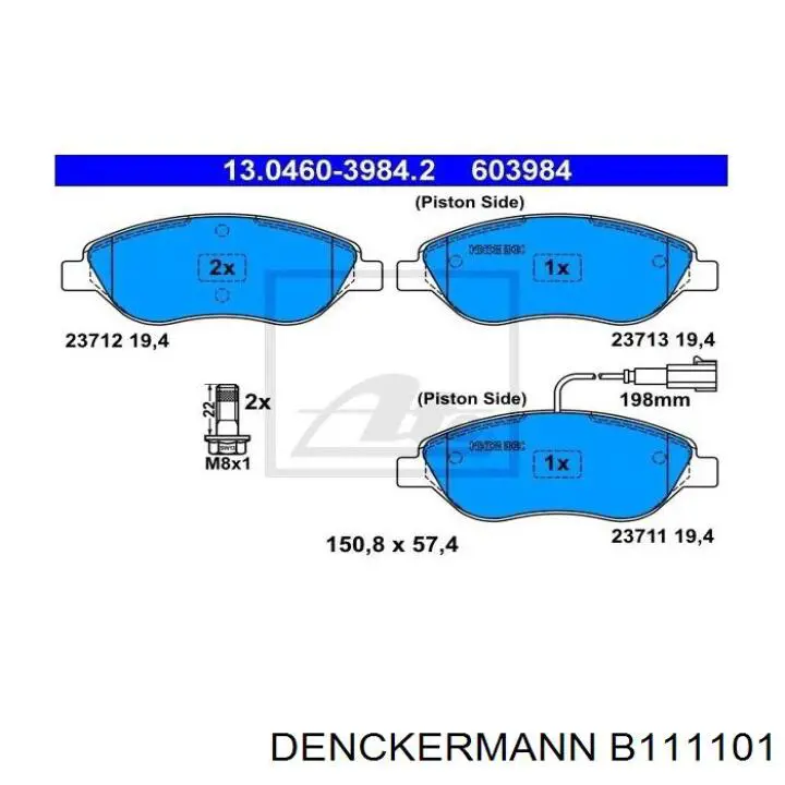 Купити B111101 Denckermann Задні колодки