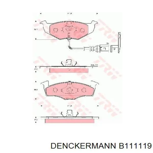 Купити B111119 Denckermann Колодки гальмівні передні, дискові