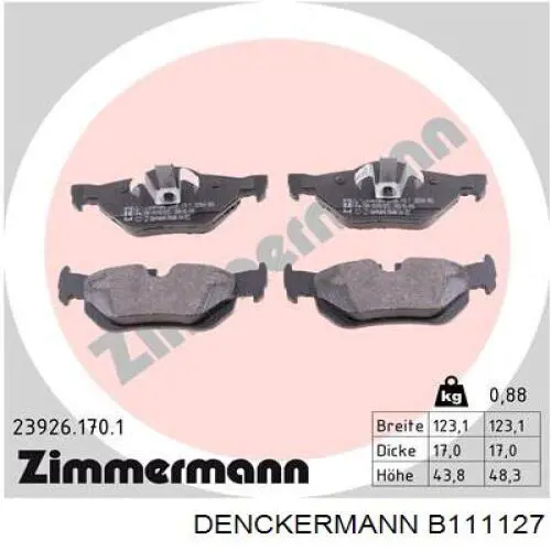 Купити B111127 Denckermann Задні колодки