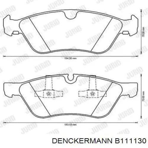 Купити B111130 Denckermann Колодки гальмівні передні, дискові
