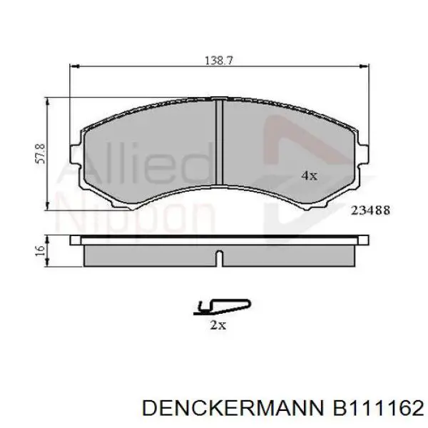 Гальмівні колодки Denckermann B111162 ціна, від 19.75 USD