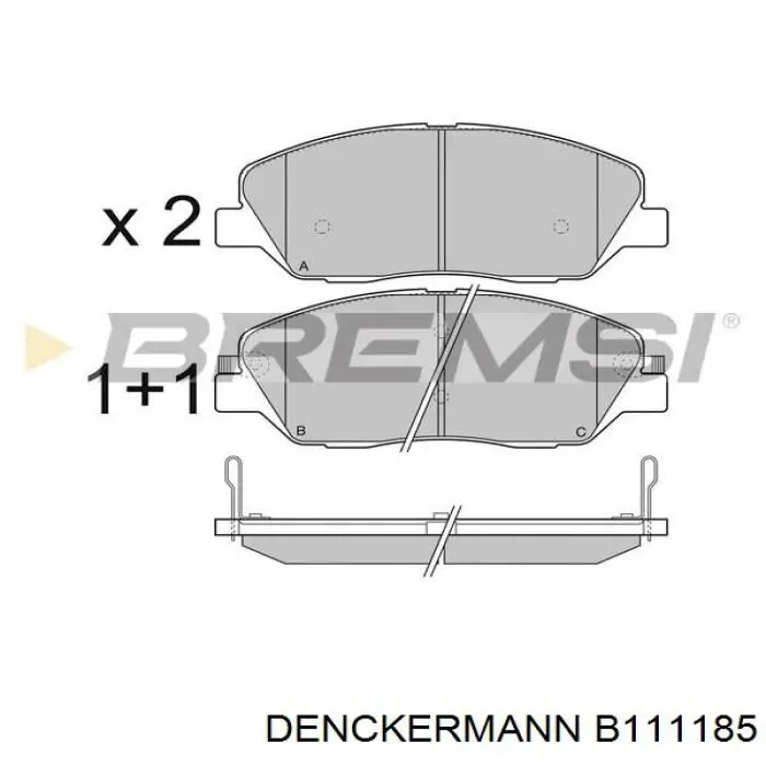 Купити B111185 Denckermann Колодки гальмівні передні, дискові