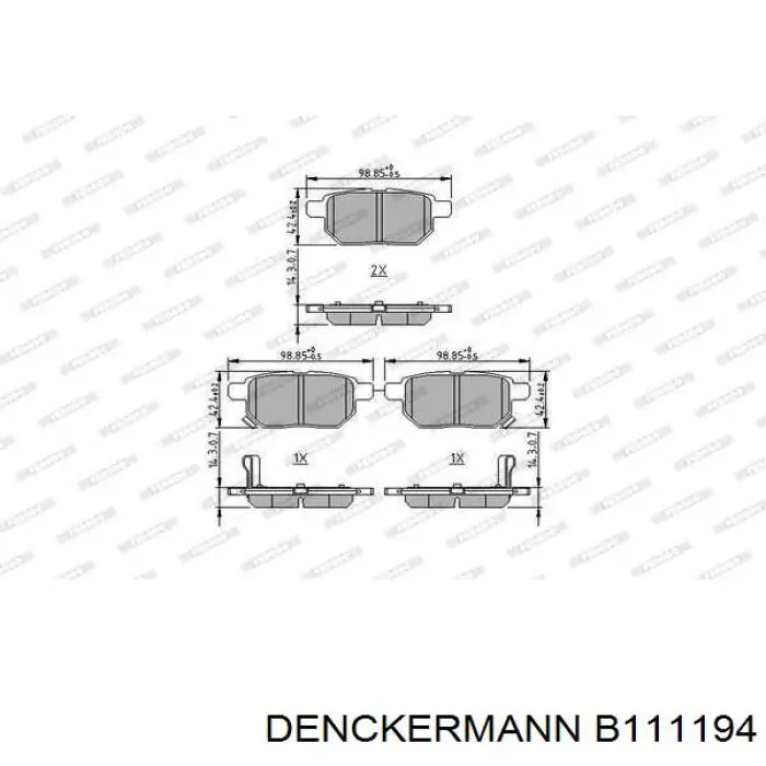 Задні гальмівні колодки Denckermann B111194 ціна, від 13.66 USD
