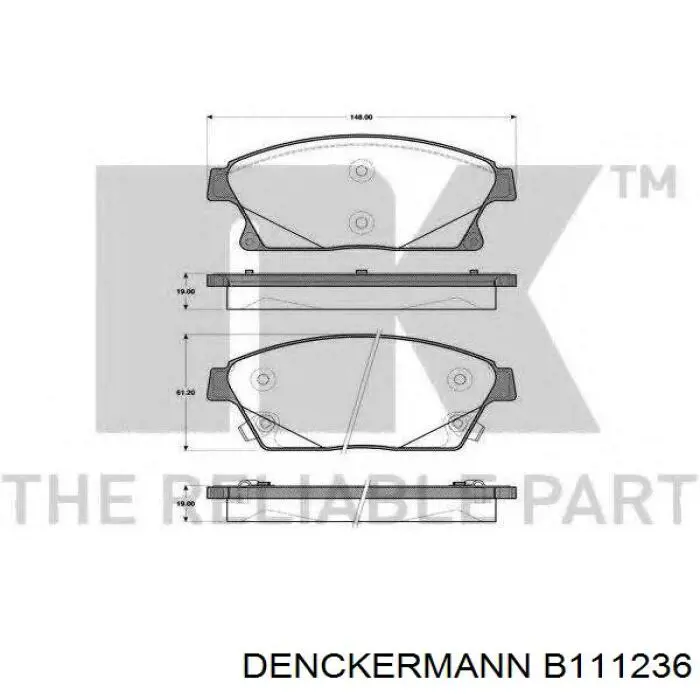 Передні тормозні колодки B111236 Denckermann