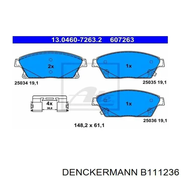 Купити B111236 Denckermann Колодки гальмівні передні, дискові